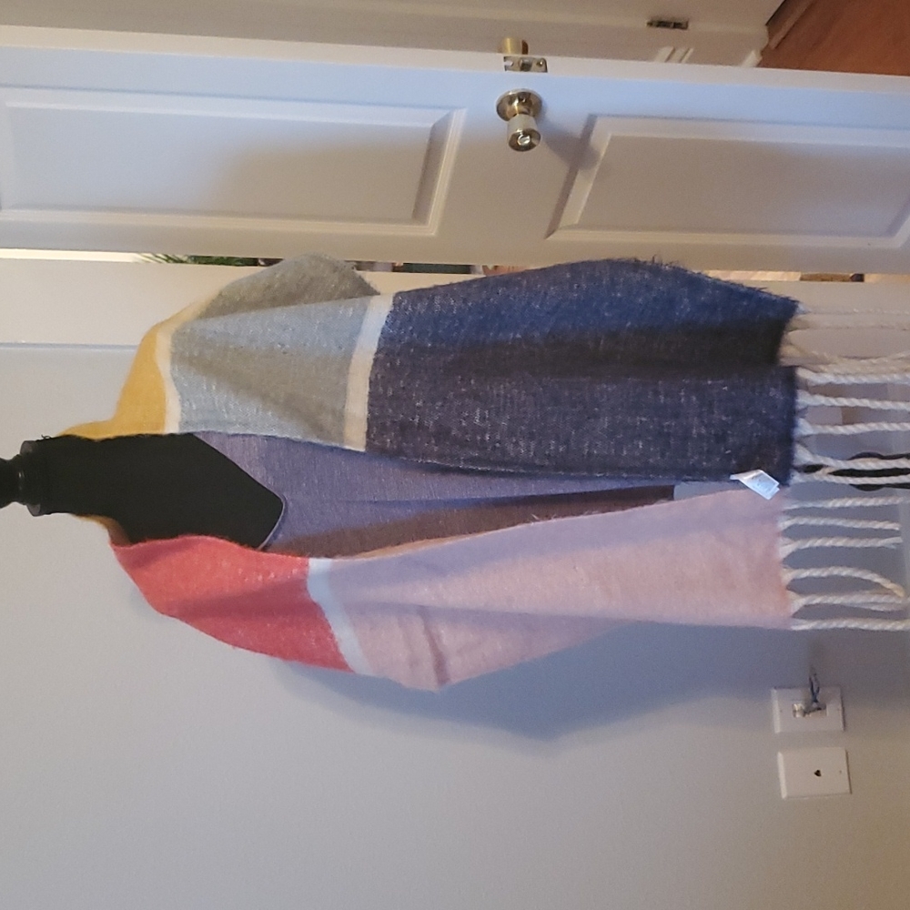 Block Multi Color Fuzzy Scarf - Picture 2 of 2